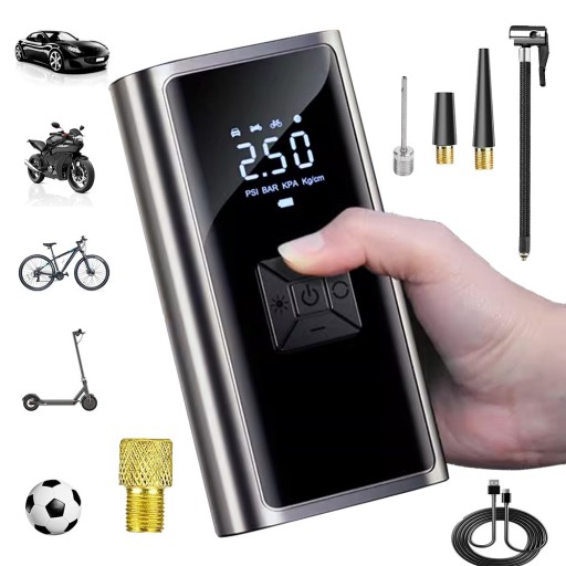 КОМПРЕССОРНЫЙ НАСОС ДЛЯ АВТОМОБИЛЬНЫХ ШИН И ШАРИКОВ 6000mah