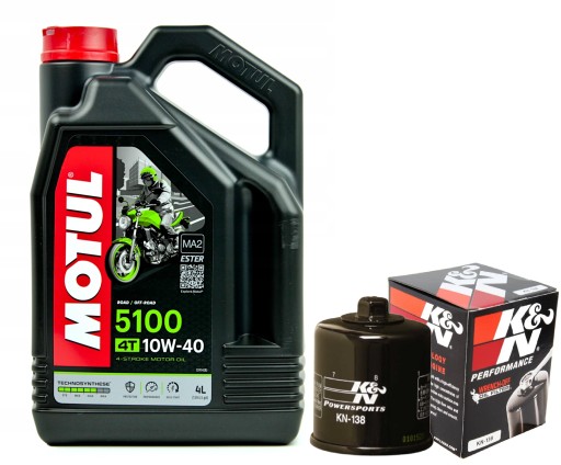 104068/KN138 V-Raptor,01-04r. - Масло MOTUL 5100 10W40 4л. + Фільтр KN-138, Cagiva 650 V-Raptor, 01-04