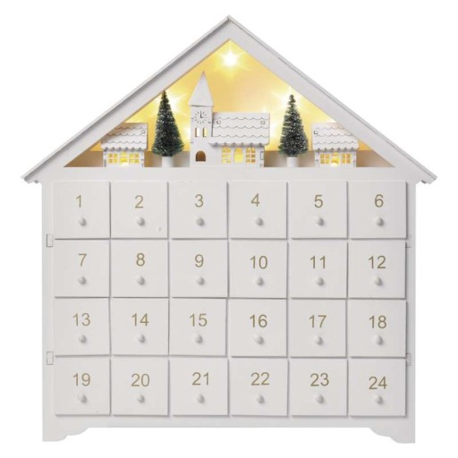 Adventný kalendár s LED osvetlením drevo EM