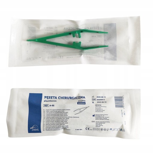 Chirurgická pinzeta rovná / zelená špičky rovná 13 cm STERILNÁ PINZETA
