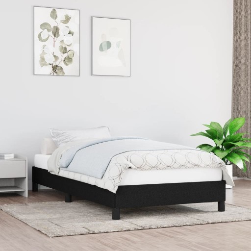 Rama łóżka, czarna, 80 x 200 cm, tapicerowana tkaniną