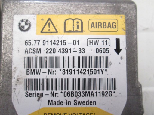 BMW E60 SENSOR of the airbags module airbag module 9114215