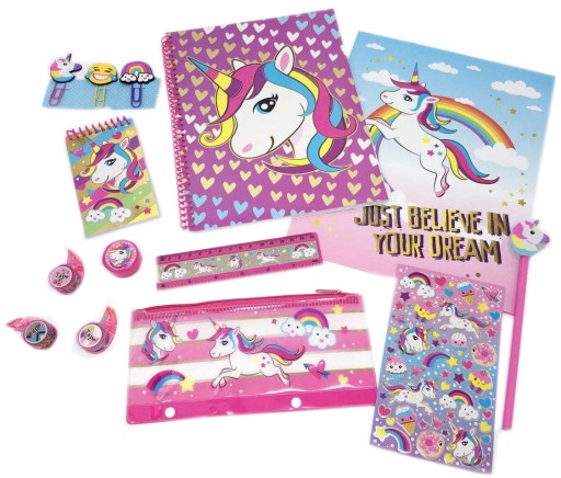 Шкільний набір котушка єдиноріг в кейсі 15в1