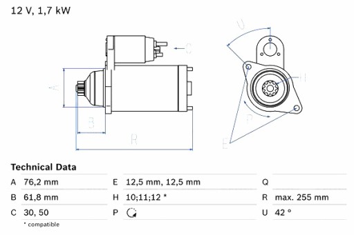 0 986 - Стартер audi a1 a3 q3 tt seat altea altea xl cordoba ibiza iii