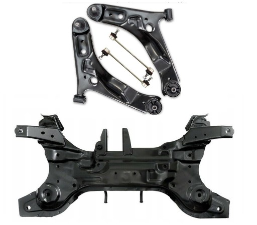 ST.RZ.HY.X00+WAHACZE+ŁĄCZNIKI2 - Балка салазки рама + коромысла + соединение HYUNDAI i10 07-