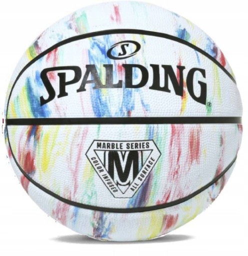 М'яч баскетбольний Spalding Marble White Red Blue, розмір 7