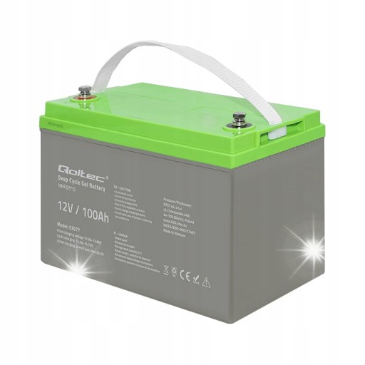 Гелевая батарея глубокой разрядки qoltec longlife 12 в 100 ач 12 лет
