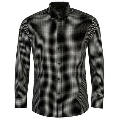 Pánska košeľa s čiernou jemnou kockovanou potlačou Pierre Cardin, Veľkosť L