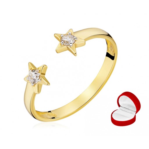 Zlatý prsteň 585 (14K) Zirkón hviezdičky