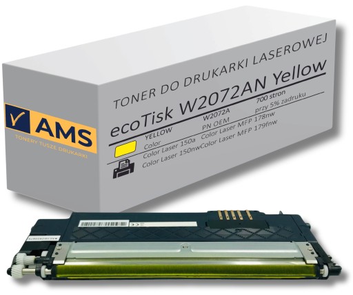 Toner do HP W2072A 117A Żółty do HP Color Laser 150A 150NW 178NW 179FNW