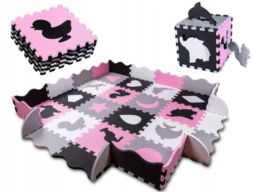 Пазл iKido Eva foam чорно-білий 150х150 см 36 ел.