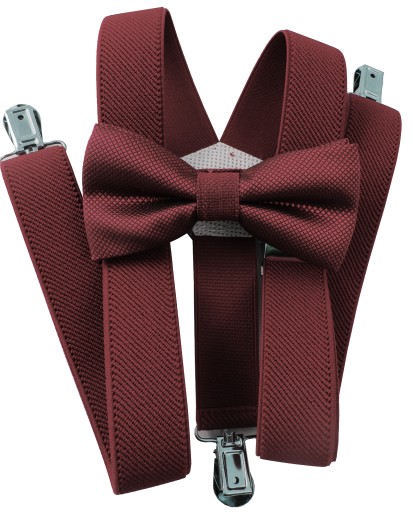 Набір підтяжок WiSul і краватка-метелик, бордовий, 5-10 років