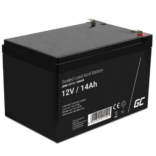 Аккумулятор agm vrla green cell 12 в 14 ач, необслуживаемый автомобильный велосипедный ибп, солнечные панели