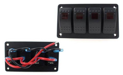 PP-WL-120 - Панель переключателей алюминиевая ВКЛ-ВЫКЛ X 4 RED