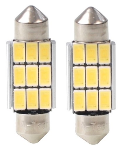 Ampoules LED M-Tech LB085 - 2 Pièces - Type C5W 12V - Blanc - 8 SMD - Pour Véhicule/réemploi