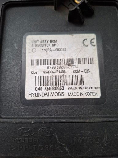 Unité commande confort KIA SPORTAGE IV 95400-F1400