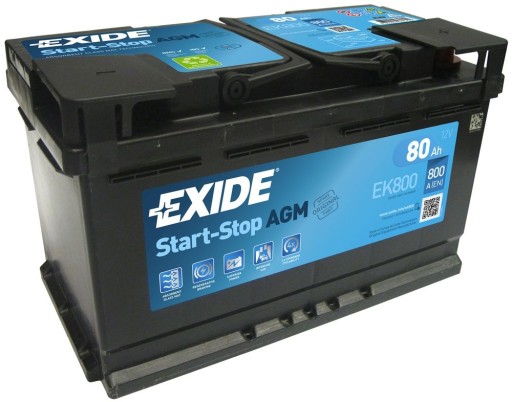 АКУМУЛЯТОР EXIDE START-STOP AGM 80AH 800A EK800