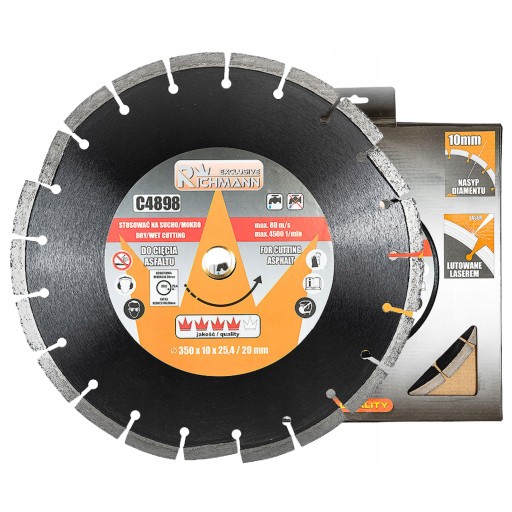 АЛМАЗНИЙ ДИСК RICHMANN 350 ММ ДЛЯ РІЗАННЯ АСФАЛЬТУ