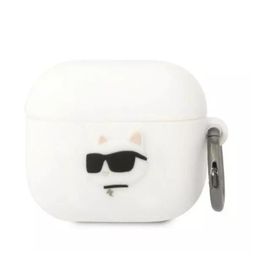 Etui z klapką Karl Lagerfeld do Apple Airpods 3 Choupette Head 3D biały