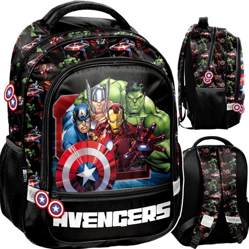 Рюкзак шкільний багатокамерний Avengers Paso чорний, Відтінки червоного, Відтінки синього, Відтінки зеленого, Різнобарвний 18 л