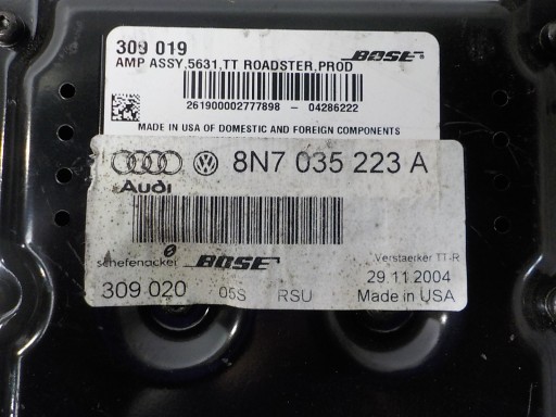 AUDI TT and 8N amplifier RADIA 8N7035223A 309019 AMP ASSY 5631 TT ROADSTER