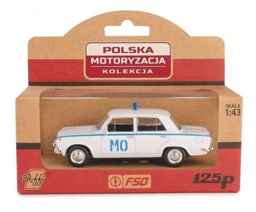 AUTO VEĽKÝ FIAT 125p MO MILICA POLICAJNÁ POLÍCIA KOVOVÝ MODEL PRL 1:43 BIELY