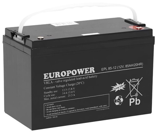 Аккумулятор europower epl agm 12 в 85 ач, сигнализация ибп