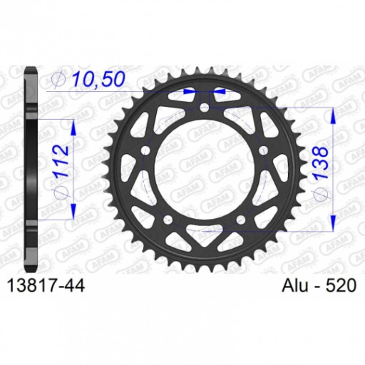 13817-44 - Звездочка 44 520 YAMAHA R1 2015 HONDA CBR600 CBF1000