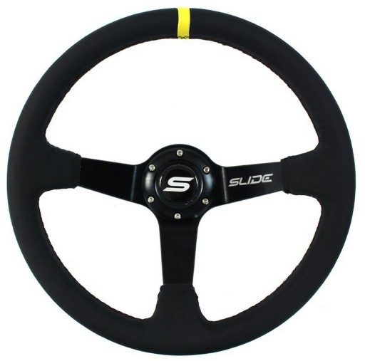 СПОРТИВНЫЙ РУЛЬ СЛАЙД 350 ММ СМЕЩЕНИЕ 90 ММ КОЖА