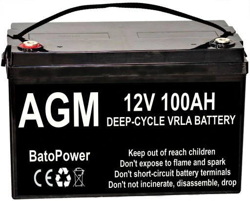 Аккумулятор batopower 12 в 100 ач глубокого цикла agm vrla