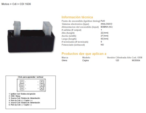 1636-01 - МОДУЛЬ ЗАПАЛЮВАННЯ CDI GILERA CAGIVA 125