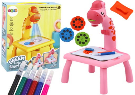 Projektor so stoličkou na kreslenie žirafy ružovej