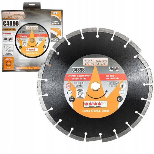 АЛМАЗНИЙ ДИСК RICHMANN 350 ММ ДЛЯ РІЗАННЯ АСФАЛЬТУ