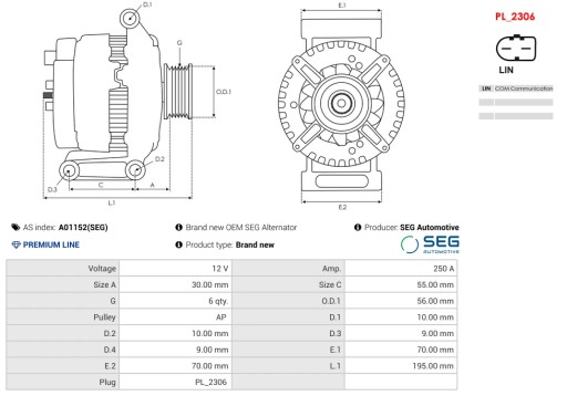 A01152(SEG) - Абсолютно новий oem seg генератор