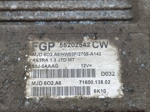 control unit of the engine 55202542CW 1.3 CDTI 89KM Opel Astra III (2004-2014 ) H