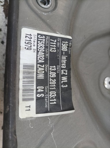 mechanism windows right rear part 3T5839402A Skoda Superb II (2008-2015)