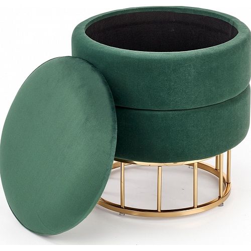 Puf MINTY velúrový sedák s úložným priestorom velvet zelený do obývačky
