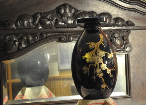 Gerold kobaltowy wazon florystyczny złote kwiaty