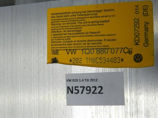 Volkswagen Eos PALAK PRZECIWKAPOTAZOWY dach 1Q0880077C