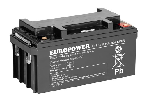 Europower eps series agm акумулятор 12v 65ah (термін служби 8-12 років)