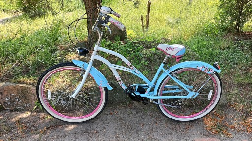 Rower Miejski Damski Beach Cruiser 6 biegów Led 26