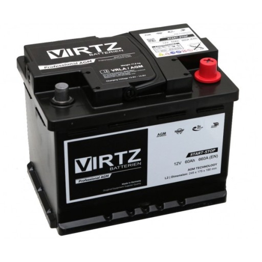 A0019827908 - Акумулятор VIRTZ Prof AGM 12V / 60ah Start-Stop 660A
