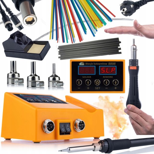ПАЯЛЬНАЯ СТАНЦИЯ 2В1 ПАЯЛЬНИК С ГОРЯЧИМ ВОЗДУХОМ ROSFIX ORANGE HUSKY POWER 660W + BINDERS
