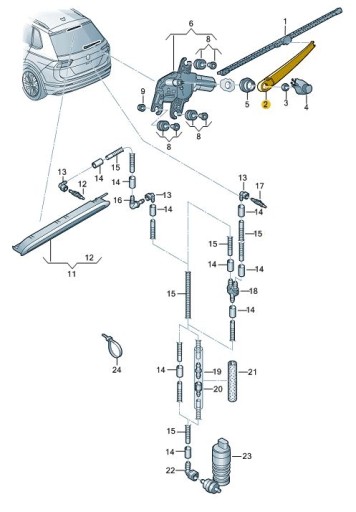 5F3955707 - Важіль склоочисника VW Tiguan T-Roc задній