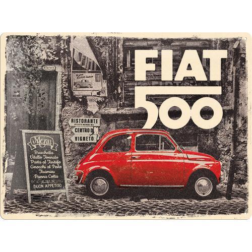Табличка вывеска FIAT 500 ITALIA металл подарок 30x40