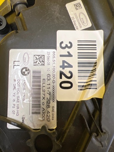 light left BMW 7 F01 F02 08-12 Bi-xenon 7228429