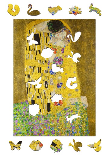 Drevené puzzle A4 Klimt &quot;Bozk&quot; 165 dielikov.