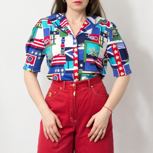 Námornícka košeľa Vintage roky 80's/90's prázdninová dámska XL