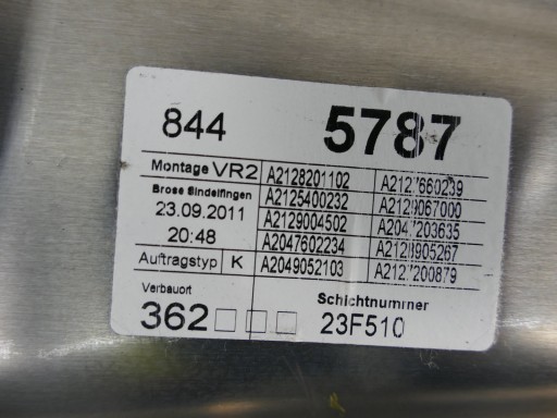 MERCEDES W212 window regulator right front