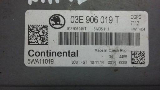 computer 03E906019T SKODA RAPID